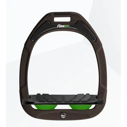 Ingelaste stijgbeugels bruin/zwart/groen Flex-On Green Composite