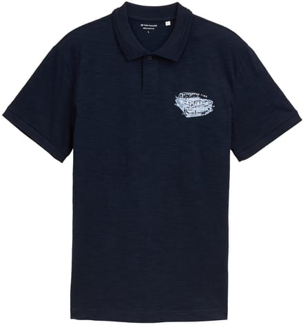 Tom Tailor - Katoenen polo met print - Maat L - sky captain blue