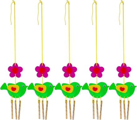 Wind Chime Knutselset - Muzikale Decoratie - Kinderen Knutselen - 3D Vogel Ontwerp - 45 x 9.5 cm - Multicolor