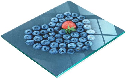 Decoratieve glazen snij- en serveerplank met bessenmotief, 60x52 cm