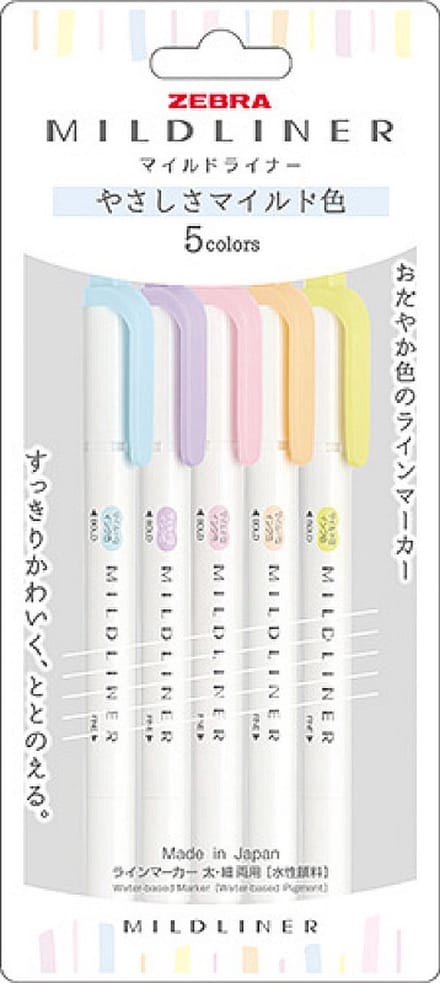 Zebra Mildliners set van 5 - Natural Colors YC + Limited Edition Stifthouder + Extra een Zebra Dubbel Sided Brush Pen
