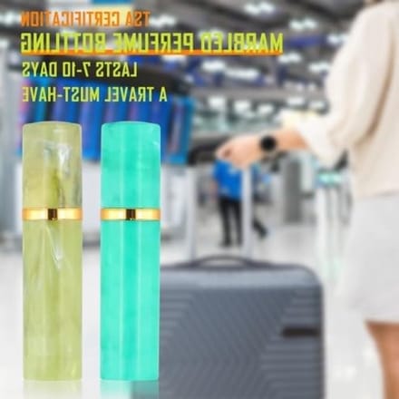 2 Stuks Refillable Mini Parfumflesjes - 5ml Draagbare, Lekvrije Atomizers met Elegante Marmerlook, Perfect voor Reizen en Handbagage