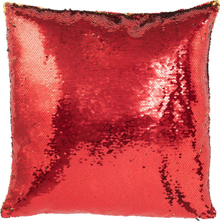 J-Line kussen Omkeerbaar Sequin - katoen/linnen - rood/goud