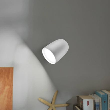 Bover LED buiten wandlamp Nut, wit, aluminium/staal, hoogte 13,5 cm