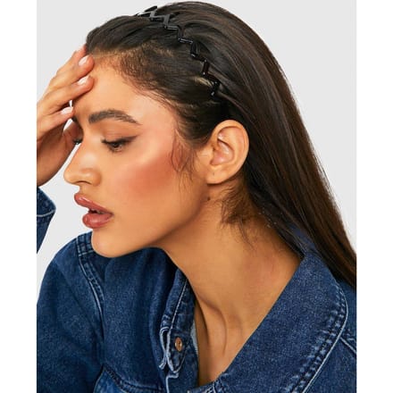 boohoo Dames Zwarte Zig Zag Hars Hoofdband | Black