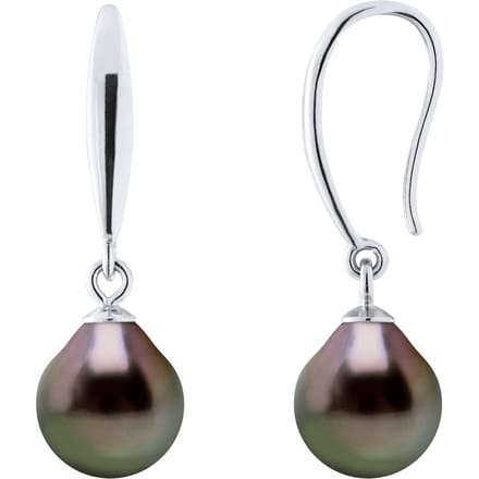 Oorbellen van Zilver 925 en Echte Cultiveerde Tahiti Parel Per 8-9 mm