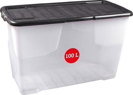 Opbergbox transparant met deksel 100L | Stapelbaar | Transparant | Topkwaliteit
