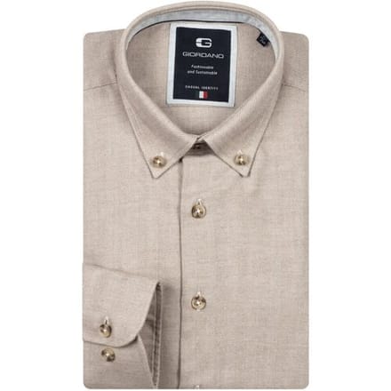 Giordano Overhemd Loretto Button Down Herringbone Kitt / male