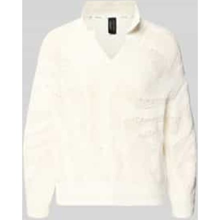 Gebreide pullover met opstaande kraag en V-hals