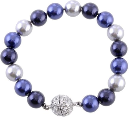 Behave - Blauwe parelarmband met magneetsluiting - feestelijk accent