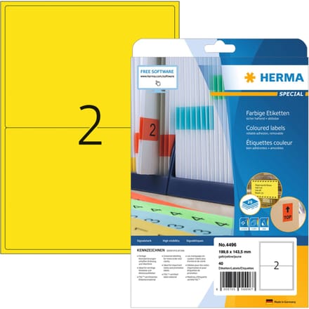 HERMA Etiketten A4 geel 199,6x143,5 mm Papier mat 40 St.
