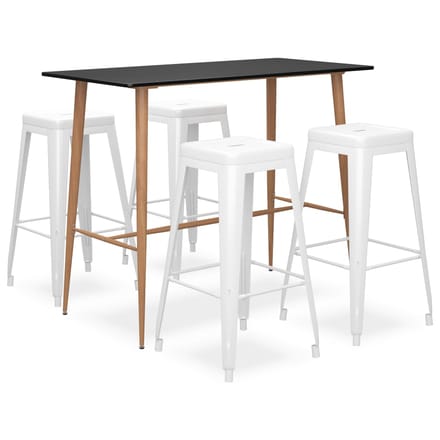 vidaXL - 5-delige - Barset - zwart - en - wit
