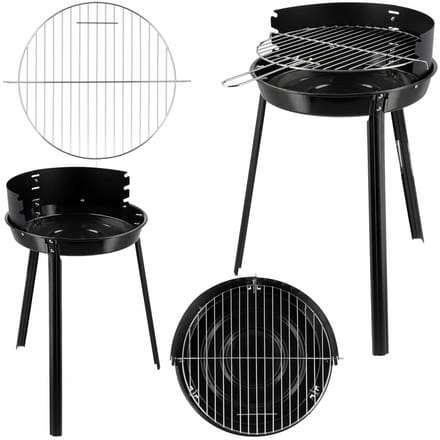 Klassieke ronde houtskoolgrill 36 cm - draagbaar en verstelbaar