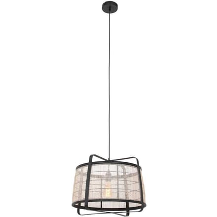 Hanglamp - zwart - Capos - metaal textiel - Ø 48cm - E27 - 3511ZW - Anne Lighting