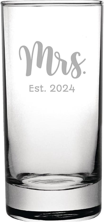 Gegraveerde longdrinkglas 28,5cl Mrs. Est. 2024
