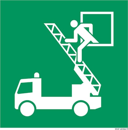 Reddingsvenster sticker 200x200 mm - vinyl - ISO 7010 E017
