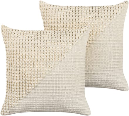 PELLAEA - Sierkussen set van 2 - Lichtbeige - Katoen