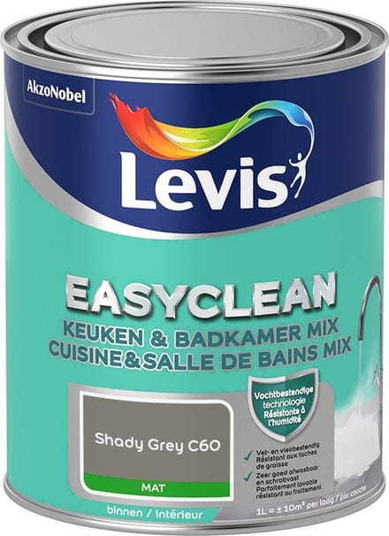 Levis - Easyclean Keuken & Badkamer Mix - Shady Grey C60 - Mengverf - 1 L