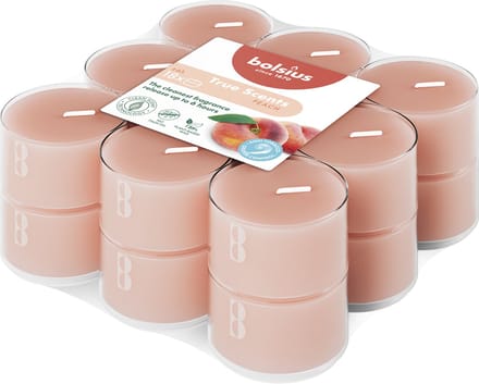 Bolsius - True Scents - Geurtheelichten - 18 stuks per verpakking - Clear cup - Peach
