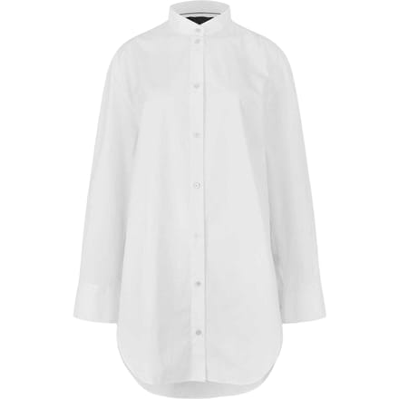 Boss Damesoverhemd met bandkraag, oversized model en lange mouwen (Wit)