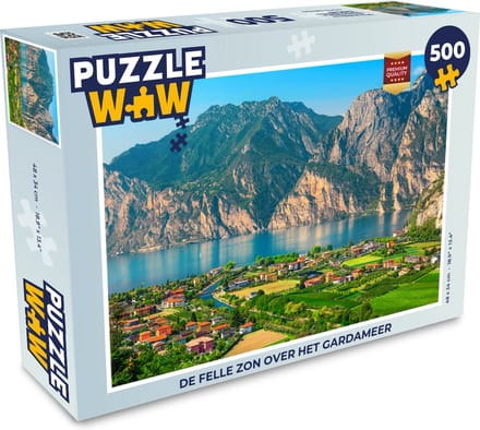 Puzzel De felle zon over het Gardameer - Legpuzzel - Puzzel 500 stukjes