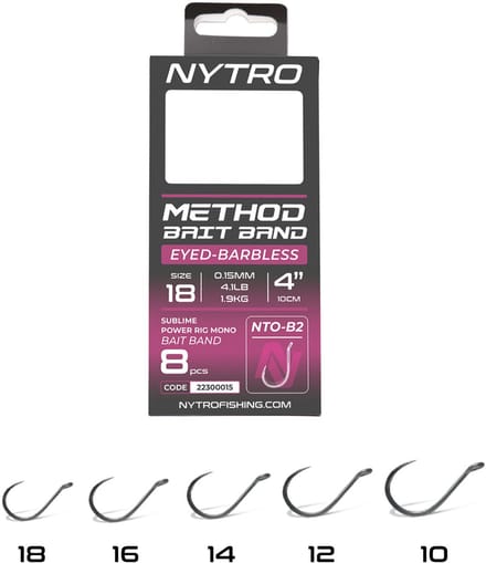 Nytro NTO-B2 Barbless Method Latex Bait Band Rigs – 10 Cm #18 - 0.15mm - 4.1lb