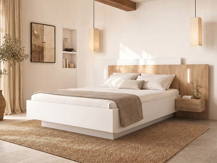 Vente-unique Bedframe hout natuurlijk licht, wit 160 x 200 cm