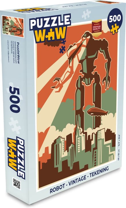 Puzzel Robot - Vintage - Tekening - Legpuzzel - Puzzel 500 stukjes