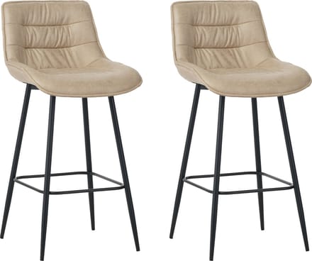 Colenis® - Manila Barstoel - Set Van 2 - Beige - Microfiber Stof- Zonder Armleuning