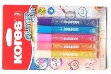 Glitterlijm pennen Kores, set 5x10,5ml, pastel kleuren