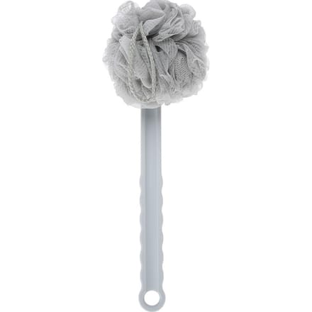 Zachte Badborstel Lange Steel Douche Exfoliërende Borstel Bad Spons Rugschrobber Grijs gray