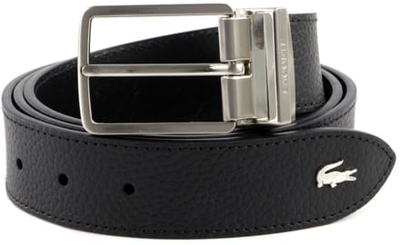 LACOSTE Leren Riem Elegance Curved Stitched Edges W110 Black Zwart