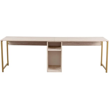 Asir - Studiebureau - Travertijn, Goud - 100% met melamine gecoat spaanplaat - 133,5 x 70,5 x 21 cm
