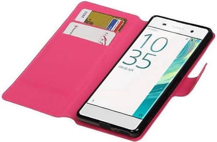 Cross Pattern TPU Bookstyle Wallet Case Hoesjes Geschikt voor Xperia XA Roze