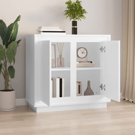 vidaXL - Dressoir - 80x34x75 - cm - bewerkt - hout - wit