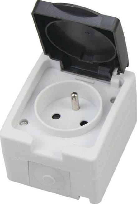 Buitenstopcontact - Opbouw - Enkel - Geaard - Waterdicht IP54 | België