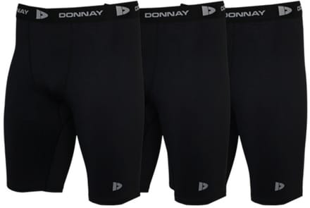 3-PackDonnay - Compressie Short - Thermo/Sportshort (23cm) - Heren - Black (010) - maat L