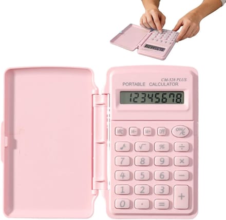 Mini Rekenmachine - Zakformaat Hulpmiddel - Studenten Examens - Met Deksel - 10x6 cm - Roze