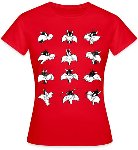 Looney Tunes Sylvester Facial Expressions T-Shirt Dames