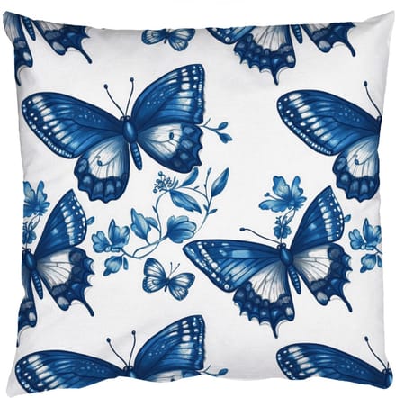Sierkussens - Kussentjes Woonkamer - 60x60 cm - Blauw - Vlinders - Bloemen - Wit