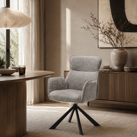 Eetkamerstoel Sophie - 360° draaibaar - Auto return - Stof - Taupe