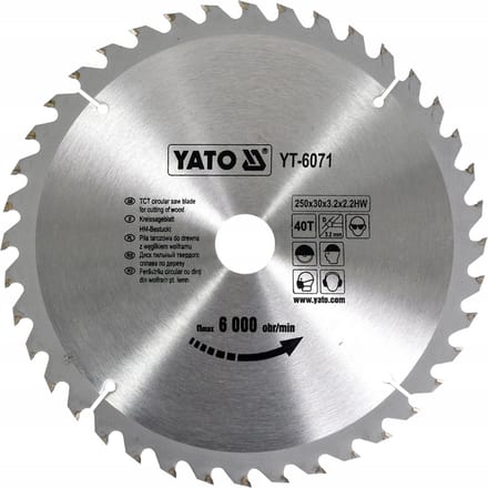 YATO Cirkelzaagblad Ø250 mm - 40T - binnendiameter 30 mm