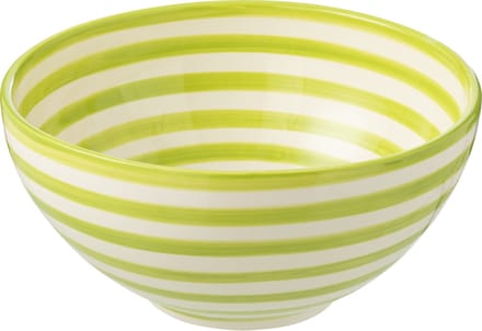 J-Line kom Granada Stripes High - keramiek - wit/groen - large - Ø 28 cm