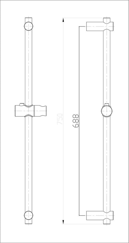 Wiesbaden 304 glijstang 75 cm geborsteld RVS