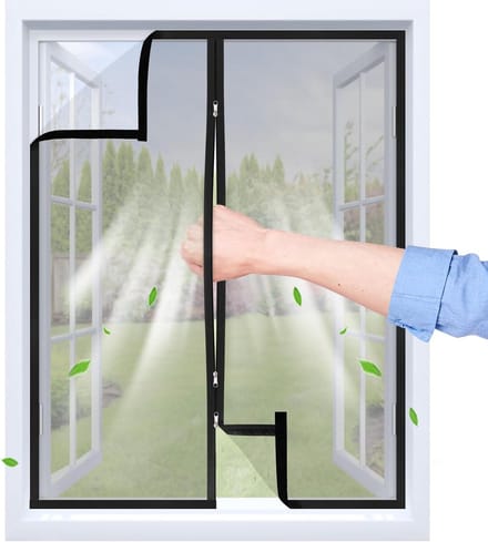 SnelShoppen - Zelfklevend Muggennet met Rits, Zwart, 75 x 120 cm | Translucente Polypropyleen Sluiting, Ademend, Herbruikbaar, Diverse Maten