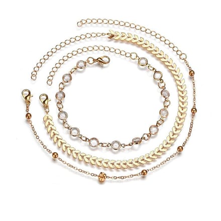 Joboly Multilayer enkelbandje - Dames - Goudkleurig - 19 cm