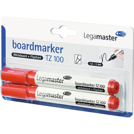 Viltstift Legamaster TZ 100 whiteboard rond 1.5-3mm rood blister à 2 stuks