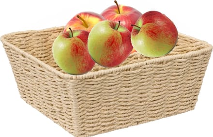 5Five Fruitschaal Quito - netaal/touw - L27 x B27 x H11 cm - beige - vierkant - fruitmand
