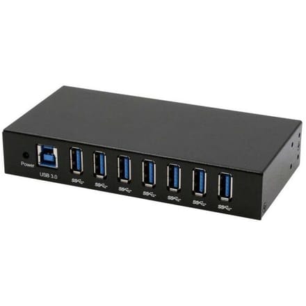 Exsys EXSYS - EX EX-11237HMS-2 - USB 3.0 Industrie-Hub 15 kV ESD Tisch Wand USB-hub Zwart