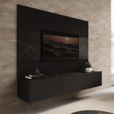 Meubella - TV-Meubel Dominic - Zwart - 180 cm